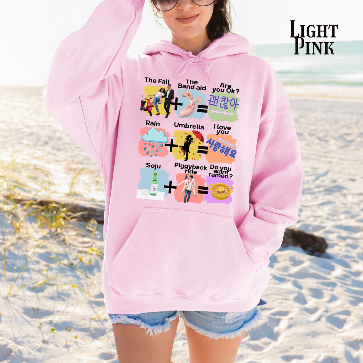 Funny K-drama Mashup Hoodie, Korean Aesthetic Binge Watcher Gift for Her, Cute Graphic Hoodie, Iconic Tropes, Korean Style Cozy Sweatshirt